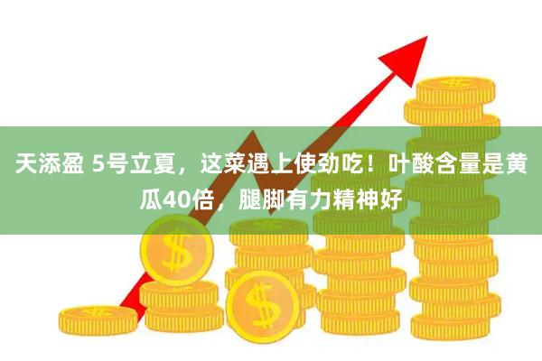 天添盈 5号立夏，这菜遇上使劲吃！叶酸含量是黄瓜40倍，腿脚有力精神好